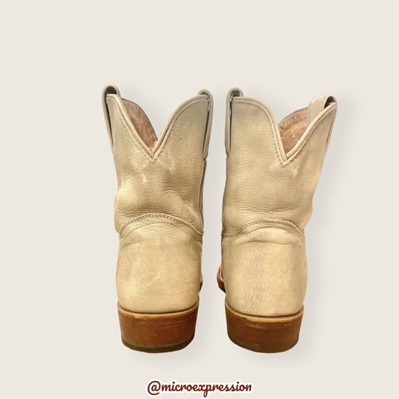 $379 Frye Billy Pull On Tan/Yellow Leather Western Southern Cowboy Short Boot - Picture 10 of 14